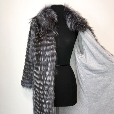Pre-owned Luxor Leathers And Furs Luxury Striped Real Silver Fox Fur Coat Jacket Parka / Luxor Leathers & Furs