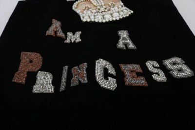 Pre-owned Dolce & Gabbana Dolce&gabbana Women Black Dress Wool Stretch Trapeze Applique Crystals Bodycon