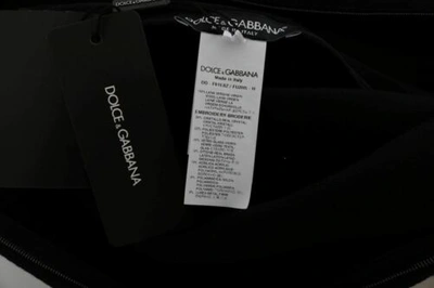 Pre-owned Dolce & Gabbana Dolce&gabbana Women Black Dress Wool Stretch Trapeze Applique Crystals Bodycon