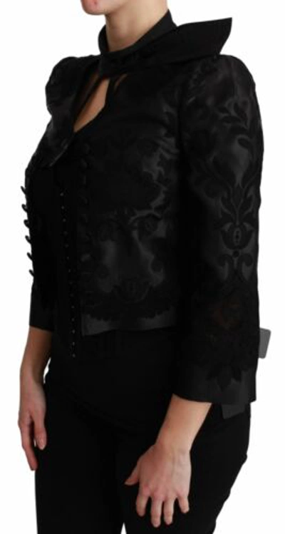 Pre-owned Dolce & Gabbana Dolce&gabbana Women Black Jacket Silk Floral Pattern Slim Corset Blazer Sz It 38