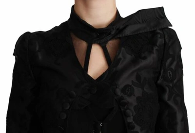 Pre-owned Dolce & Gabbana Dolce&gabbana Women Black Jacket Silk Floral Pattern Slim Corset Blazer Sz It 38