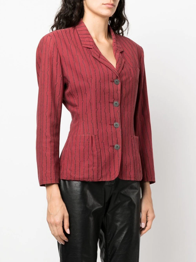 Pre-owned Jean Paul Gaultier 1980s Graphic-pinstripe Blazer In Red