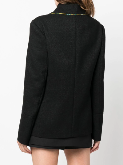 Pre-owned Emilio Pucci 2000s Contrast-trim Wool Jacket In Black