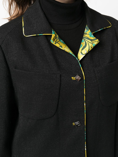 Pre-owned Pucci 2000s Contrast-trim Wool Jacket In Black