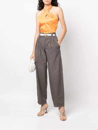 Pre-owned Versace 1980s High-waist Tapered Trousers In Grey