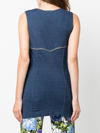 Pre-owned Versace 2000s Flap Pockets Sleeveless Top In Blue