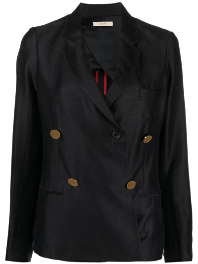 Pre-owned Celine 2010s Notched Lapels Double-breasted Blazer In Black
