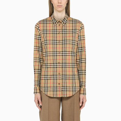 Shop Burberry Vintage Check-motif Lapwing Shirt In Beige