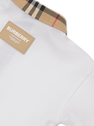 Shop Burberry Check-trim Short-sleeved Polo Shirt In White
