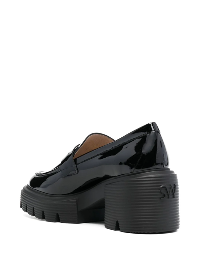 Stuart Weitzman Soho Glossed-leather Platform Loafers In Black