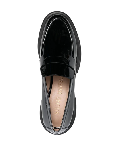 Stuart Weitzman Soho Glossed-leather Platform Loafers In Black