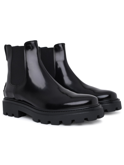 Shop Tod's Leather Ankle Boot In Black