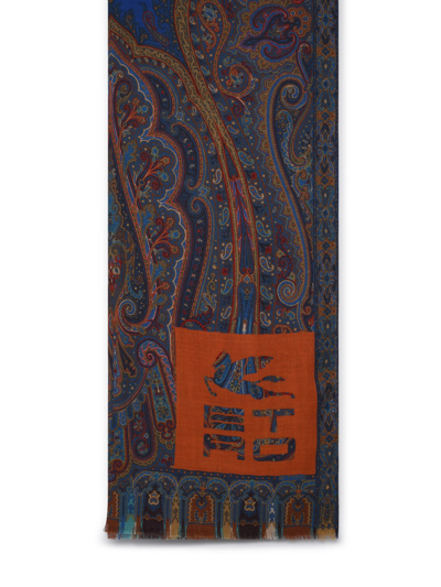Shop Etro Cashmere And Silk Blend Delhy Scarf In Blue