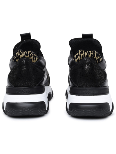 Shop Hogan Mixed Leather Hyperactive Sneaker In Black
