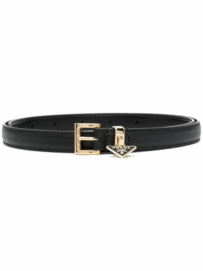 Shop Prada Women's  Black Leather Belt