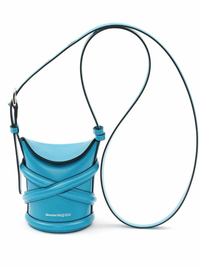 Shop Alexander Mcqueen Women's  Light Blue Leather Shoulder Bag In #add8e6