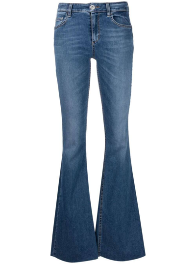 Shop Liu •jo Liu Jo Blue Denim Woman's Flared Blue Denim Jeans