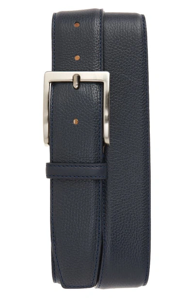 Shop To Boot New York Leather Belt In Bott Navy/ Blue