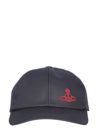 Shop Vivienne Westwood Logo Embroidered Baseball Cap In Black