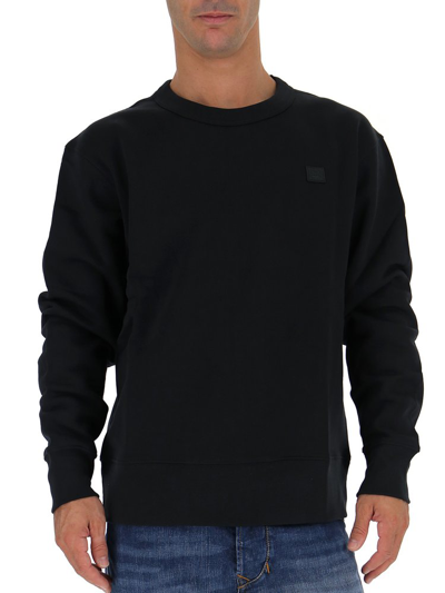 Shop Acne Studios Face Logo Patch Crewneck Sweatshirt In Black