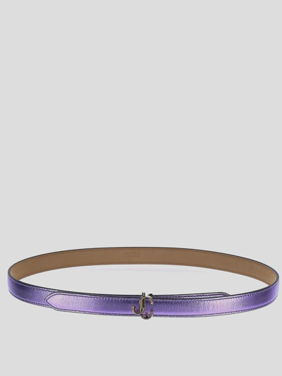 Shop Jimmy Choo Felisa Logo Plaque Belt In Purple