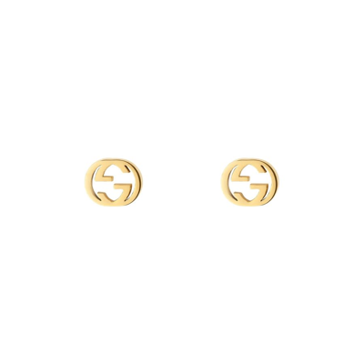 Shop Gucci Interlocking G Gold Earrings In Yellow