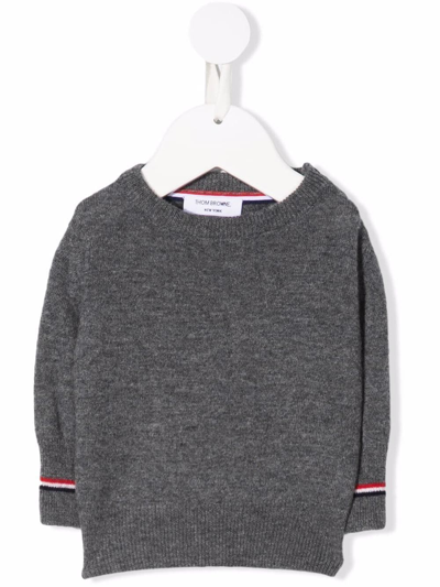 Shop Thom Browne Infant Knitted Pullover In Grey