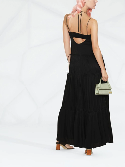 Simkhai Lina Cutout Tiered Crinkled-twill Maxi Dress In Black
