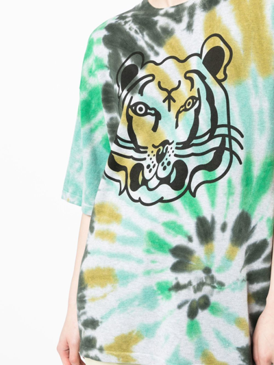 Shop Kenzo Tiger-print Tie-dye T-shirt In Grün