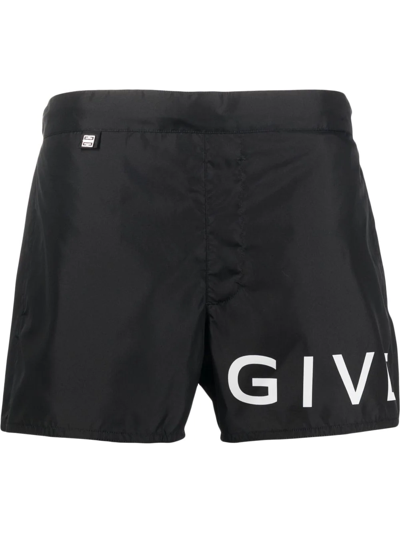 Shop Givenchy Logo-print Swim Shorts In Black