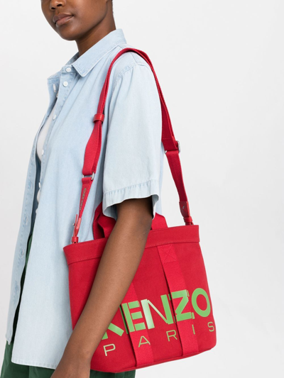 Shop Kenzo Logo-print Tote Bag In Rot