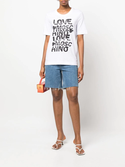 Shop Love Moschino Short Sleeve T-shirt In Weiss