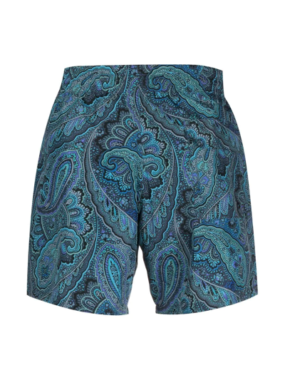 Shop Etro Paisley-print Swim Shorts In Blau