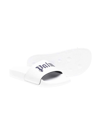 Shop Palm Angels White Sandals Girl In Bianco/blu