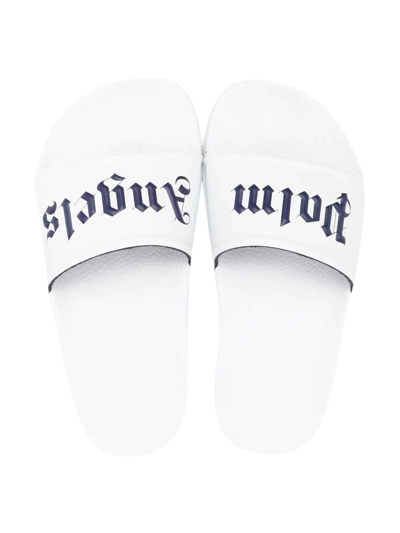 Shop Palm Angels White Sandals Girl In Bianco/blu