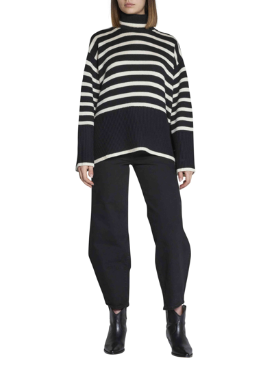 Shop Totême Sweater In Black Stripe