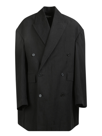 Shop Balenciaga Oversize Coat In Black