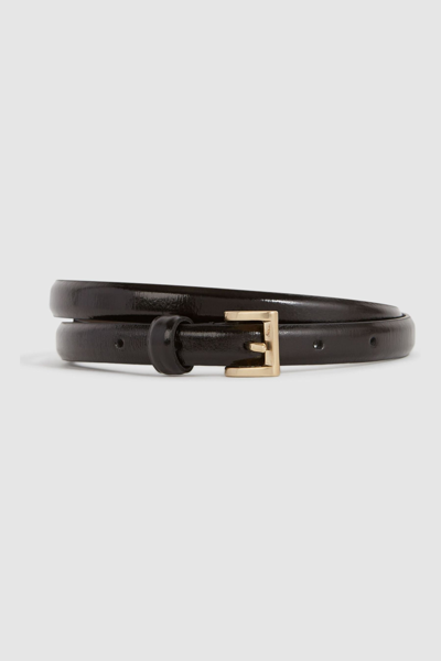 Shop Reiss Mini - Black Molly Mini Leather Waist Belt, S