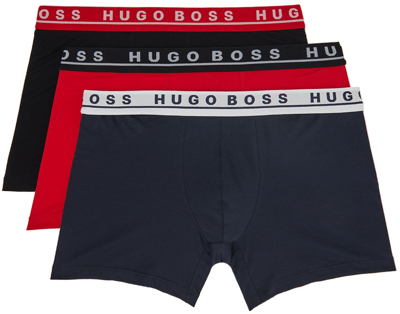 Shop Hugo Boss Three-pack Multicolor Logo Boxer Briefs In 987 Open Miscellaneo