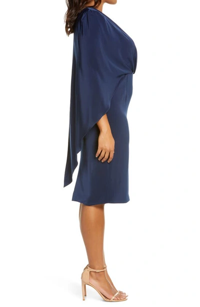 Shop Lavish Alice Corset One-shoulder Drape Dress In Navy