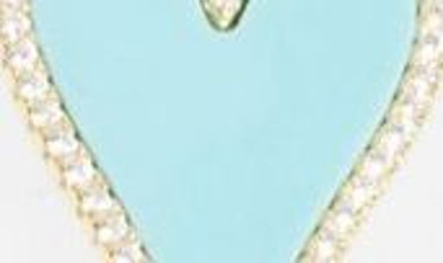 Shop Adinas Jewels Pavé Heart Pendant Necklace In Turquoise