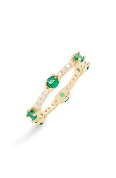 Shop Adinas Jewels Thin Eternity Ring In Emerald Green