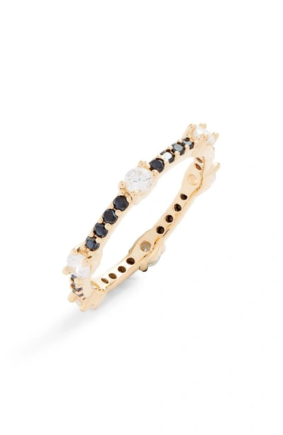 Shop Adinas Jewels Thin Eternity Ring In Onyx
