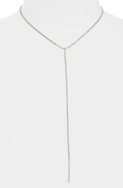 Shop Adinas Jewels Tennis Lariat Necklace In Gold