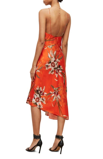 Shop Allsaints Alexia Dorada Satin Slipdress In Flame Orange