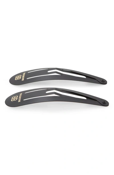 Shop Balenciaga Set Of 2 Hair Clips In Black/ Gold