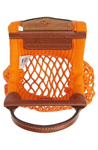 Shop Longchamp Le Pliage Filt Knit Crossbody Bag In Orange