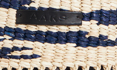 Shop A A K S Baw Pot Raffia Crossbody Bag In Natural/ Navy