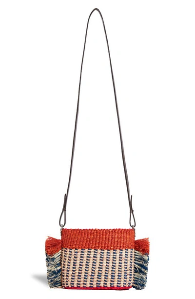 Shop A A K S Hanna Mini Raffia Crossbody Bag In Nat/ Blue/ Pale/ Orange/ Red