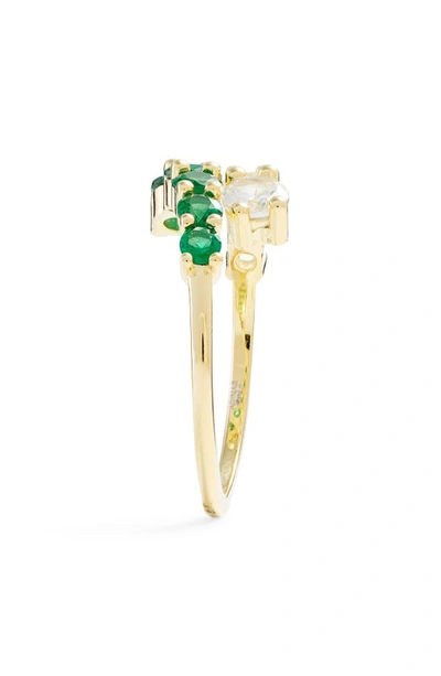 Shop Adinas Jewels Cubic Zircona Graduated Ring In Emerald Green